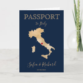 Convite Mapa Dourado do Passaporte de Destino de Casamento