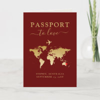Mapa Dourado Vermelho do Passaporte de Casamento d