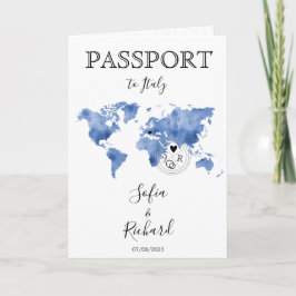 Convite Mapa Mundial Azul do Passaporte de Destino de Casa