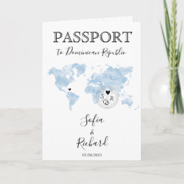 Convite Mapa Mundial Azul do Passaporte do Destino