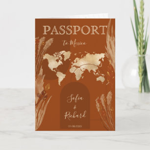 Convite Mapa Mundial de Passaportes Caseiros Boho Terracot