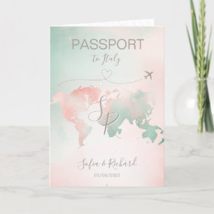 Convite Mapa Mundial De Passaportes De Destino De Pastel I