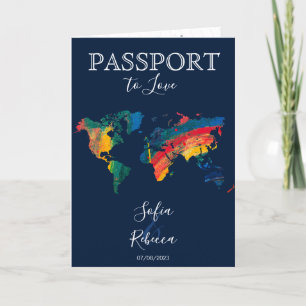 Convite Mapa Mundial do Arco-Íris do Casamento Lésbico gay