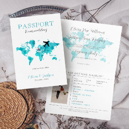Convite Mapa Mundial do Passaporte de Casamento de Destino