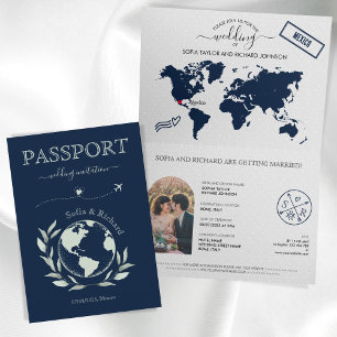 Convite Mapa Mundial do Passaporte de Destino de Boho