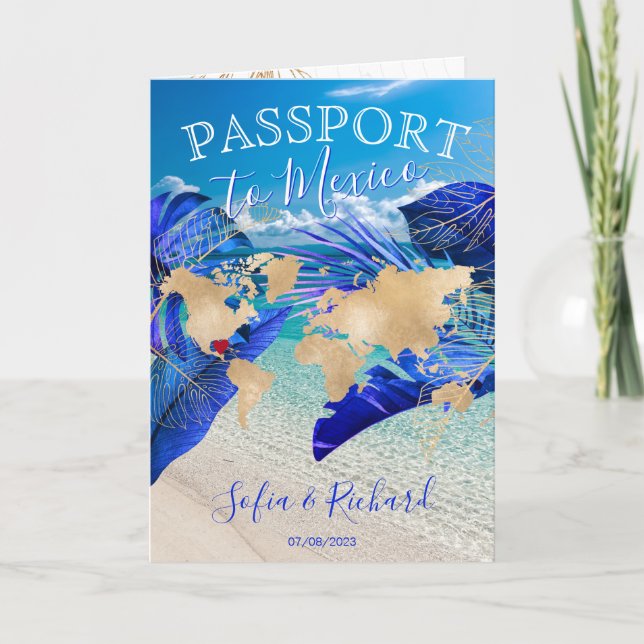 Convite Mapa Mundial do Passaporte de Destino de Casamento (Frente)