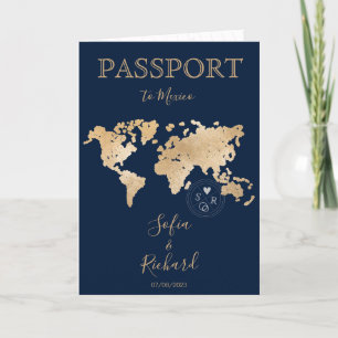 Convite Mapa Mundial do Passaporte de Destino de Casamento
