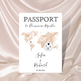 Convite Mapa Mundial do Passaporte de Destino de Casamento