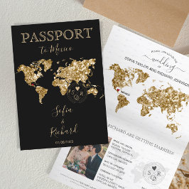 Convite Mapa Mundial do Passaporte de Destino de Casamento