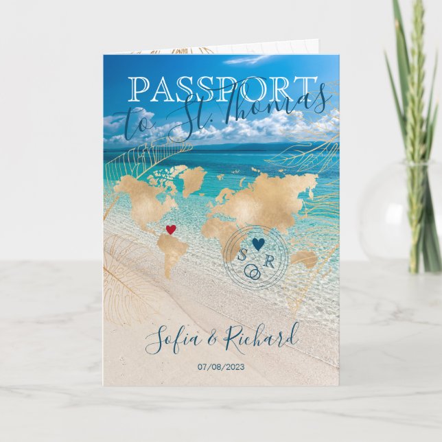 Convite Mapa Mundial do Passaporte de Destino de Casamento (Frente)