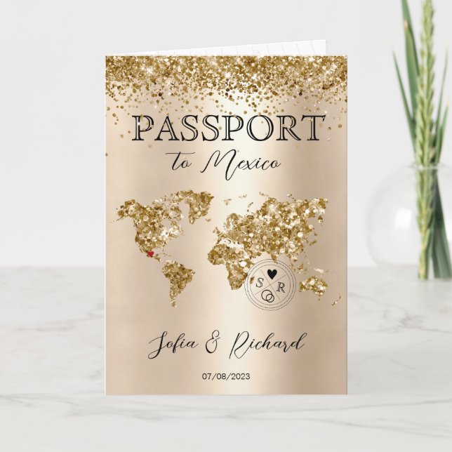 Convite Mapa Mundial do Passaporte de Destino de Casamento (Frente)