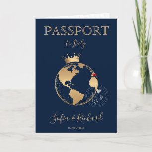 Convite Mapa Mundial Dourado do Passaporte de Destino de C