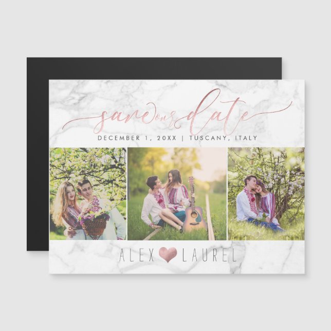 Convite Marble PixDezines Salve nossa Rosa de Data/Faux Do (Frente/Verso)