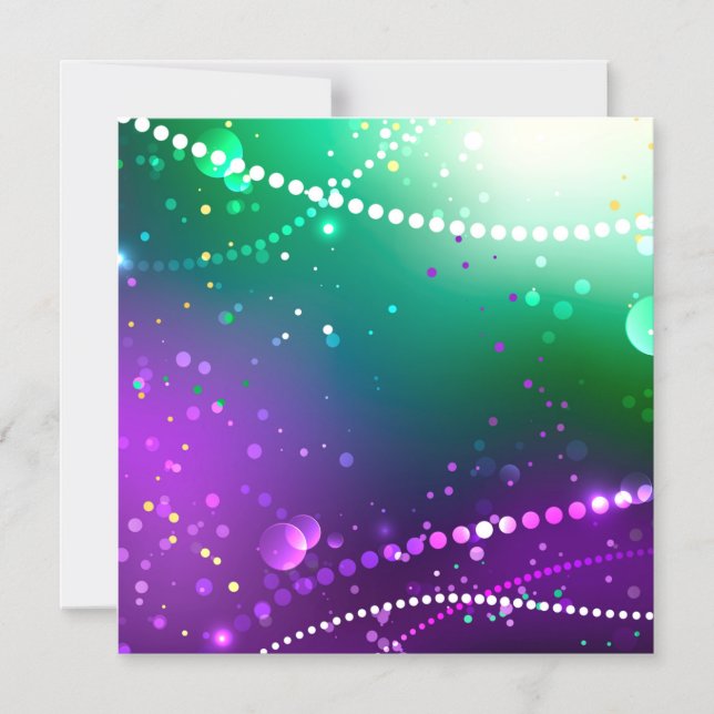 Convite Mardi Gras Festivo Purple Background (Frente)