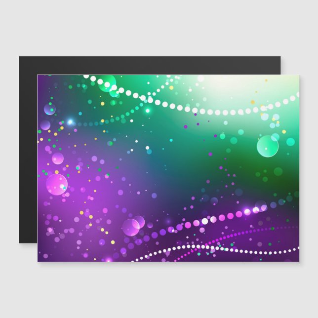 Convite Mardi Gras Festivo Purple Background (Frente/Verso)