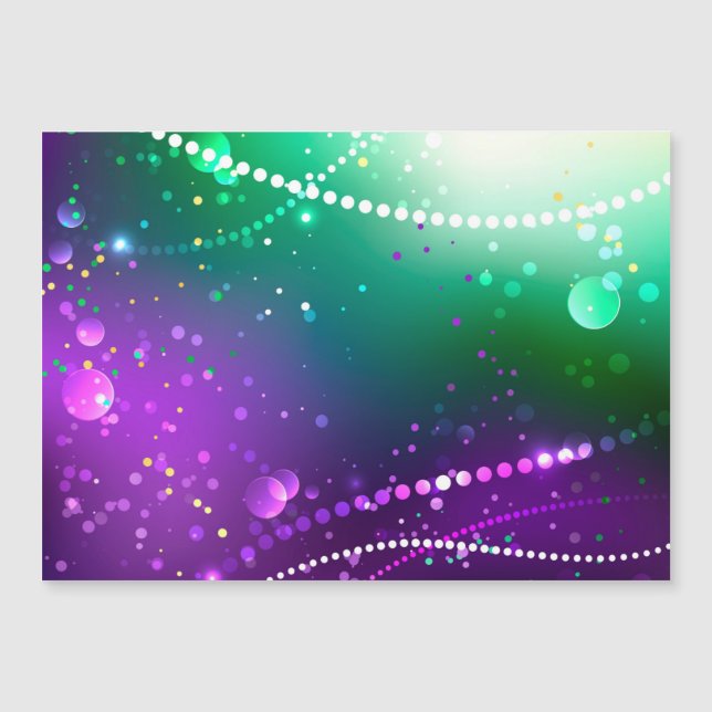 Convite Mardi Gras Festivo Purple Background (Frente)