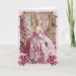 Convite Marie Antoinette Versailles Pink Christmas Card 