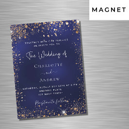 Convite Marinho azul-ouro brilho luxo casamento