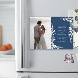 Convite Marinho Azul Vintage Floral Casamento Salvar Data