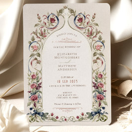 Convite Marinho Azul Vitoriano Burgundy