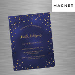 Convite Marinho de aniversário estrelas de ouro azul festa<br><div class="desc">Uma convite de aniversário para ele e para ela. Um fundo azul marinho decorado com estrelas douradas falsas. A cor azul é irregular. Personalize e adicione um nome e detalhes da parte. Texto colorido do ouro.</div>