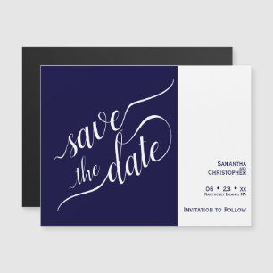 Convite Marinho de Caligrafia Moderna Casamento Azul Salva
