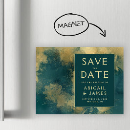 Convite Marque a Data Água-marinha Dourado Aquarela Abstra