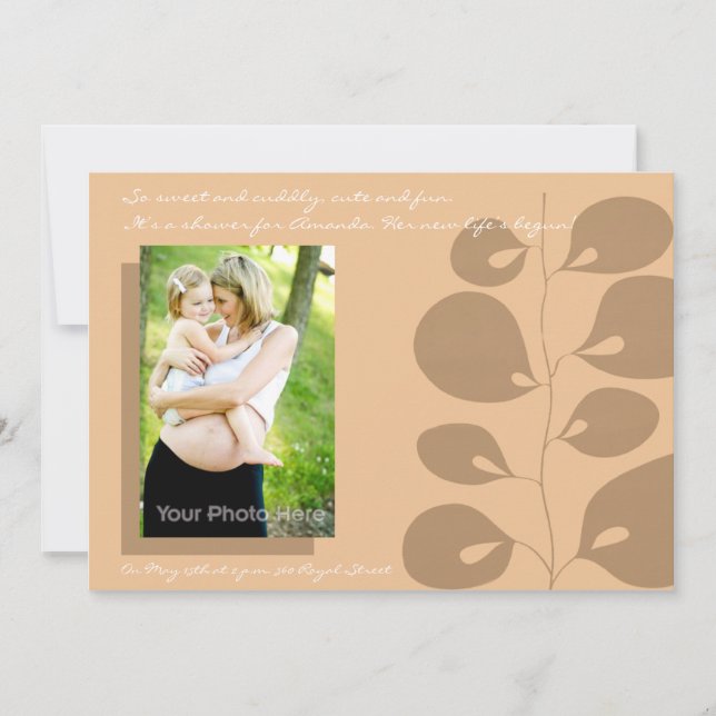 Convite marrom do chá de fraldas da hera (Frente)