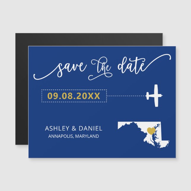Convite Maryland Wedding Save the Date Card, Map (Frente/Verso)