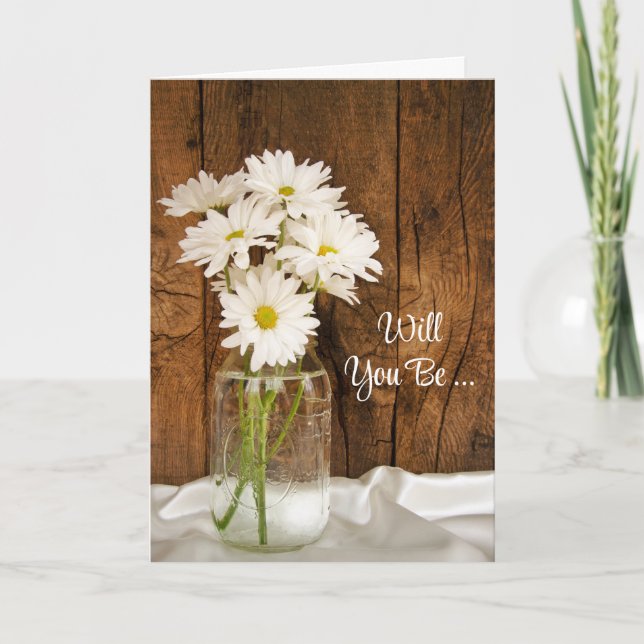 Convite Mason Jar e Daisies, você será minha madrinha (Frente)