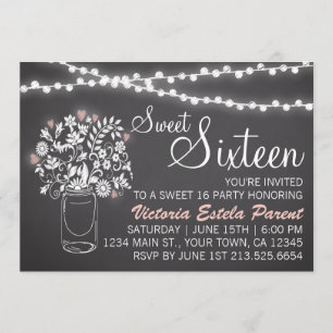 Convite Mason Jar Sweet 16