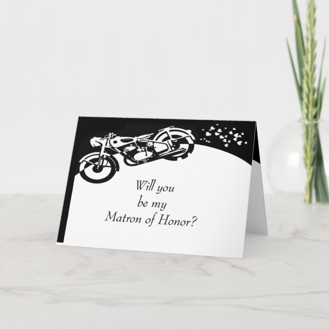 Convite Matriz de honra personalizada de moto branco preto (Frente)
