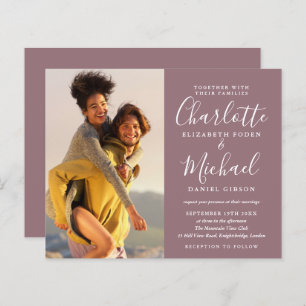 Convite Mauve de Casamento Fotográfico de Script d