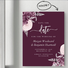 Convite Mauve Silver Floral Wedding Save the Date