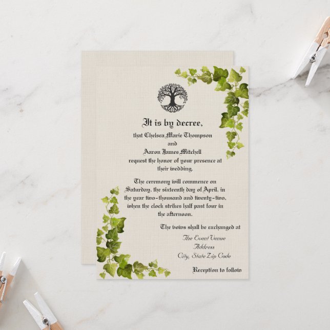 Convite Medieval Árvore da Vida (Frente/Verso In Situ)