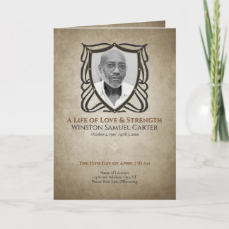 Convite Medieval‑Inspired Shield 5 Photo Collage Funeral