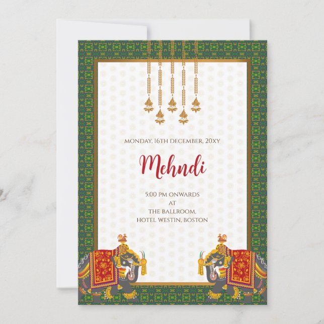 Convite Mehndi Convites de casamento indianos digi (Frente)