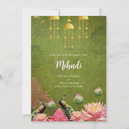 Convite Mehndi Pavão indiano digital convida