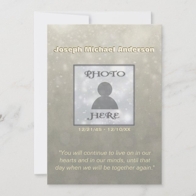 Convite Memorial | Adicionar Foto (Frente)