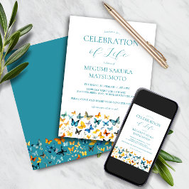 Convite Memorial Butterfly - Teal Back