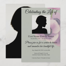 Convite memorial de anemone cinza