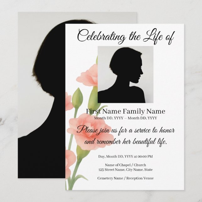 Convite memorial de flor (Frente/Verso)