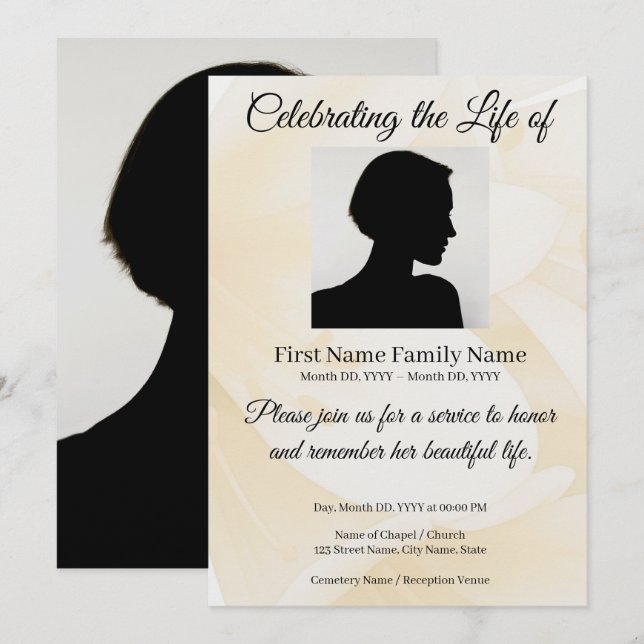 Convite memorial de flor (Frente/Verso)