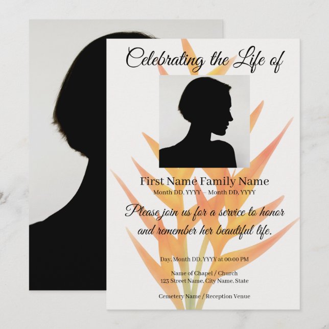 convite memorial Heliconia (Frente/Verso)