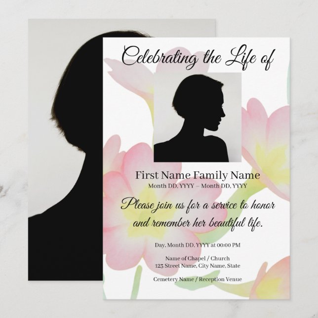 convite memorial Primrose (Frente/Verso)