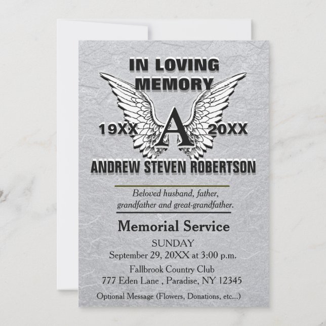 Convite Memorial Silver | Anjos (Verso)