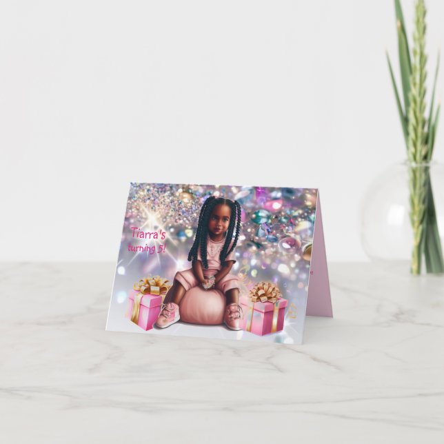 Convite Menina Brown Skin Braids Aniversário (Frente)