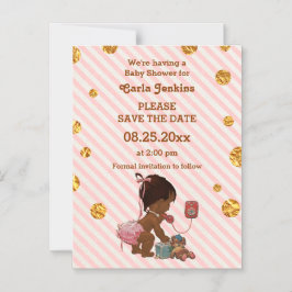 Convite Menina De Étnica Ao Telefone: Confetti Dourado Sal