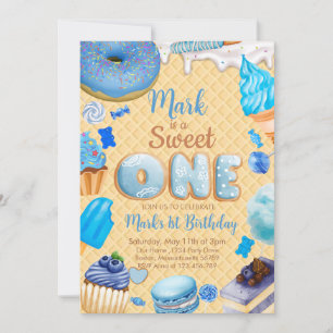 Convite Menino 1º Aniversário Blue Sweet One