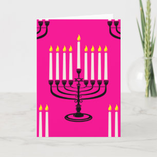 Convite menorá rosa hanuka purim estampa judaica